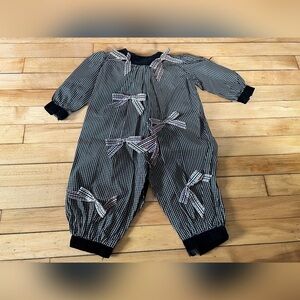 Vintage Nana Basha black and white bow infant one piece
